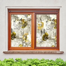 3D Vintage Flower O450 Window Film Print Sticker Cling Stained Glass UV Block Am
