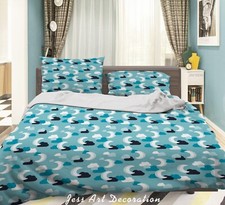 3D Moon Cloud Pattern Blue Quilt Cover Set Duvet Cover Bedding Pillowcases