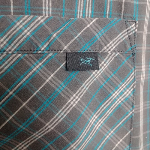 ARC'TERYX Shirt Size Medium Mens Bue Gray Button Up Plaid Long Sleeve - Picture 2 of 5