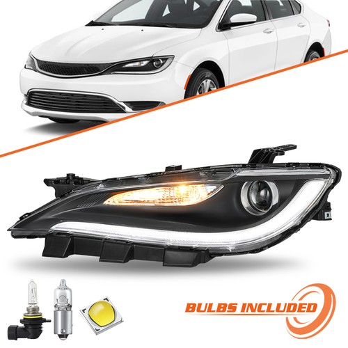 Passenger Side Halogen Headlight For 2015-2017 Chrysler 200 – Black Housing LED DRL
