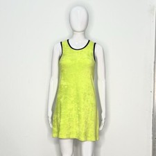 1990s DOLCE & GABBANA J&ans neon yellow green terry cloth mini dress size small 