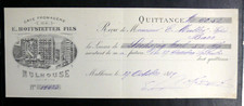 E. HOFFSTETTER FILS CAVE FROMAGERE MULHOUSE HAUT/RHIN - RECU DU 27 OCTOBRE 1889