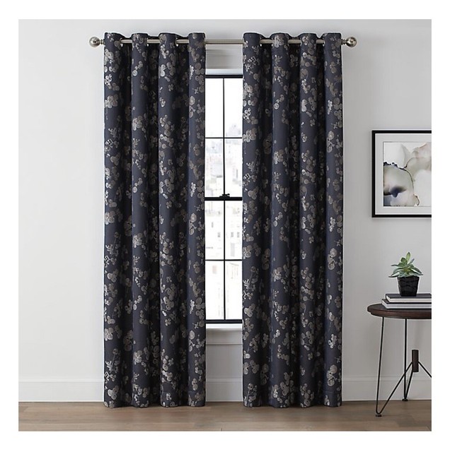 Brookstone 100 Total Blackout Curtain Panel Harris Botanical Sapphire