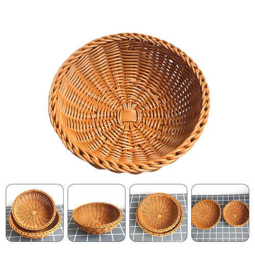 Cestas de almacenamiento de cocina bandeja tejida de frutas cesta de picnic de mimbre frutero