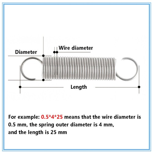 Length 30mm - 300mm 1.2mm Stainless Steel Hook Springs Extension Tension Spring - Picture 3 of 13