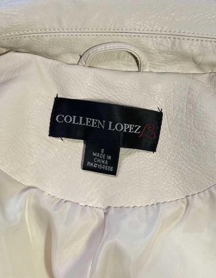 Colleen Lopez Faux Leather Jacket Embroidered Zip Details Size Small  - Image 4 of 4