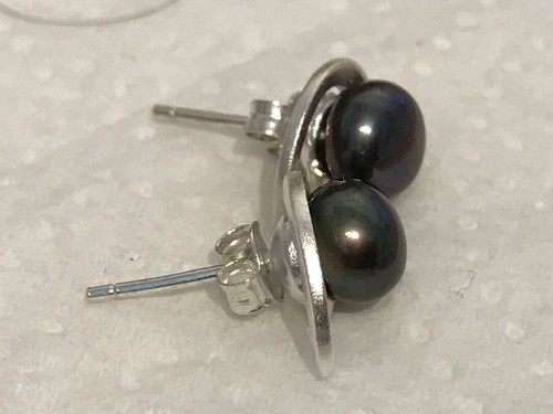 Freshwater Pearl Stud Earrings on 925 Sterling Silver Posts with Butterfly Backs - Picture 12 of 25