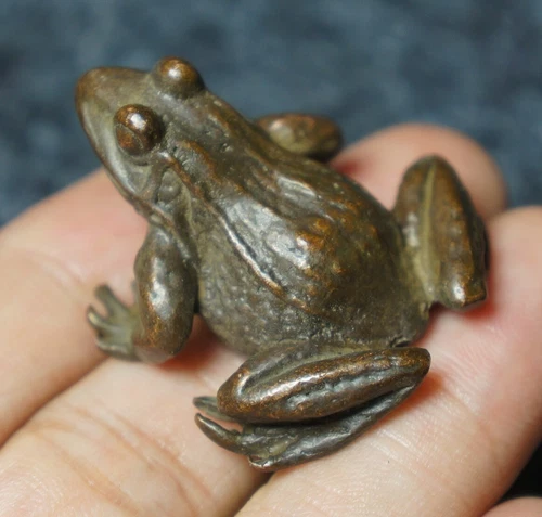 Old Ancient Chinese Copper pray for auspiciousness frog Figurines&Statues