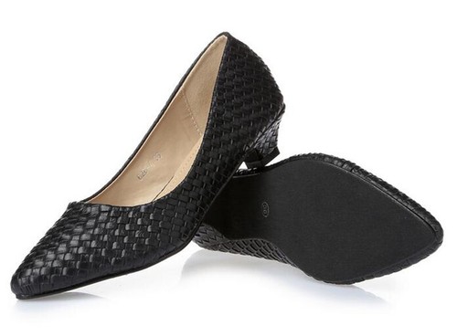 Women Pumps Pointed Toe High Heeled Shallow Slip on Office Lady Low Heels Shoes - Picture 12 of 14