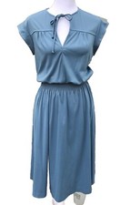Vtg 70s 80s MCM Chipper Calif Women’s. S M Cap Sleeve Midi Dress Dusty Blue