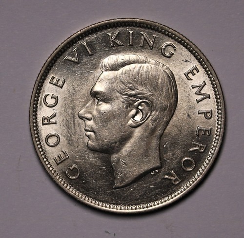 1946 New Zealand NZ Silver Halfcrown George VI KM# 11 AU/ Unc - Picture 2 of 2