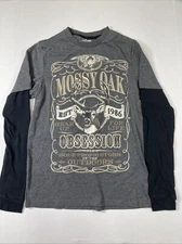 Mossy Oak Mens Long Sleeve Sz S Graphic Shirt Obsession Deer Buck Hunt