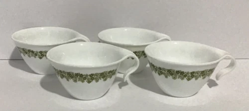 Set of 4 Vintage Corelle Crazy Daisy Spring Blossom Cups w/Hook Handles