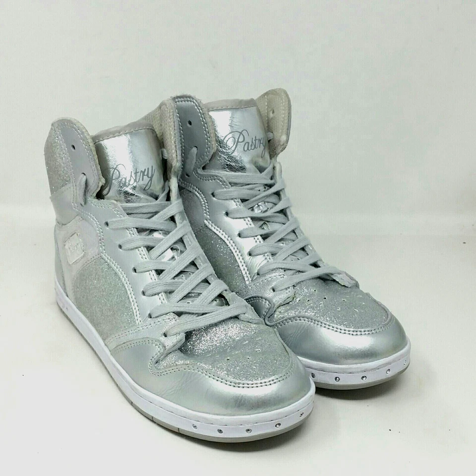 Кондитерские женские гламурный пирог блестящий высокий верх кроссовок танец туфли серебро размер 8 США - Изображение 2 из 4