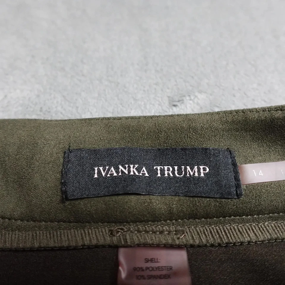 Ivanka Trump Skirt Women's Size 14 Olive Green Faux Suede Zip Pockets - Image 2 of 4
