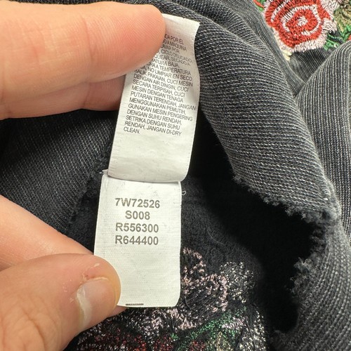 Lucky Brand Rose bestickter Frottee Pullover anthrazit geblümt Damen Größe Medium M - Bild 9 von 12