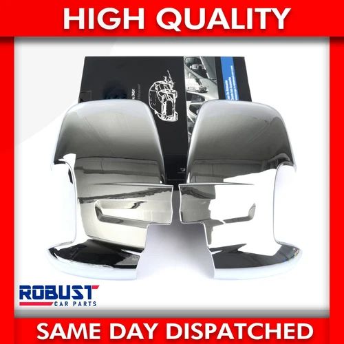 CHROME WING SIDE MIRROR COVERS SURROUNDS CAPS SET FOR FORD TRANSIT MK8 (2014+ON)