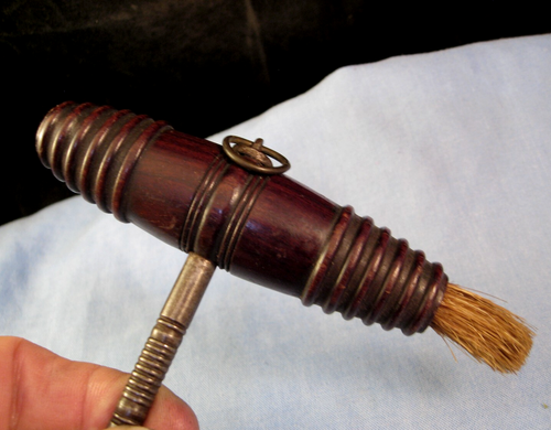 VICTORIAN ANTIQUE FRUIT WOOD STEEL ENGLISH CORKSCREW BRUSH WINE BOTTLE c1840s - Picture 3 of 15