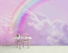 3D Pink Sky Rainbow Self-adhesive Removeable Wallpaper Wall Mural Sticker 55