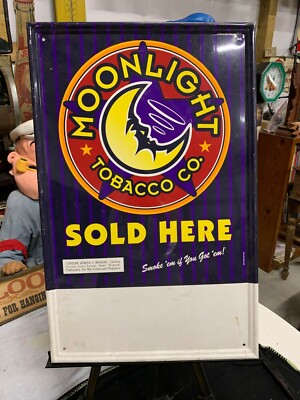 Moonlight Tobacco Cigarettes Metal Sign Great Graphics! GAS OIL SODA COLA