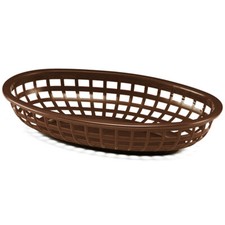 TableCraft Classic Oval Food Basket Brown 24x15x5cm | Plastic Diner Basket