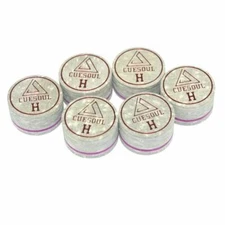 CUESOUL Billiard Cue Tips 6pcs 14mm Pigskin 8 Layer Pool Cue Tips Grey-Hard