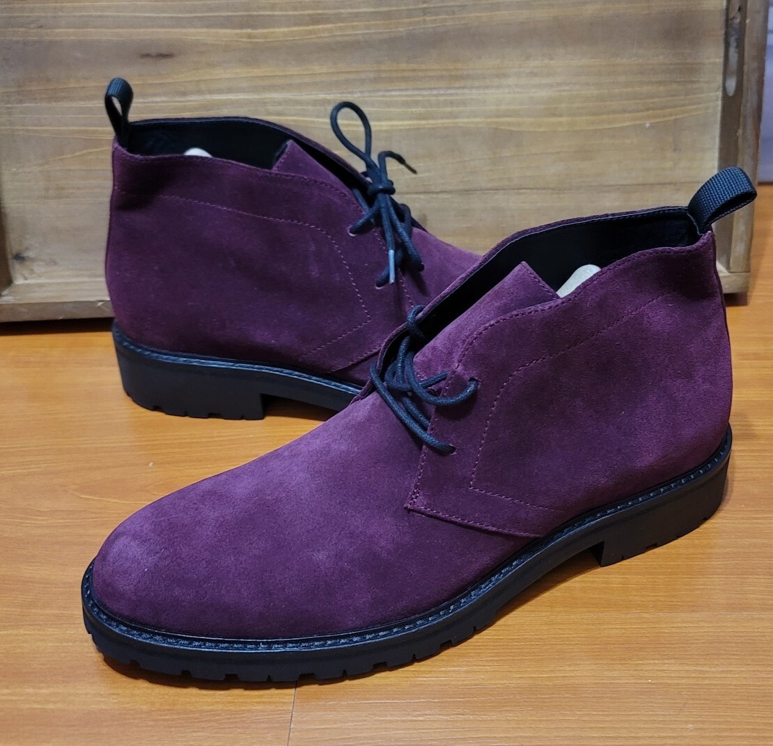 Calvin Klein Ultan Calf Suede Dark Cranberry Mens Casual Boots Sz 8