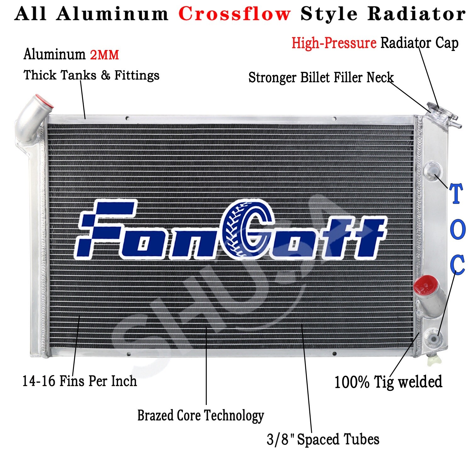 4 Row Aluminum Radiator fit 1973-1976 Chevy Corvette C3 V8, 5.7L /7.4L New