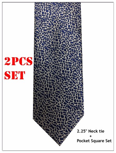 New Earthquake Men's 2.25" Skinny Neck tie & Hanky Set Wedding Party Prom Formal - Picture 6 of 7