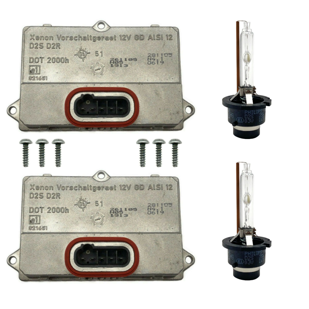 2x OEM For 05-08 Maserati Quattroporte Xenon Ballast & HID D2S Light Bulb Kit