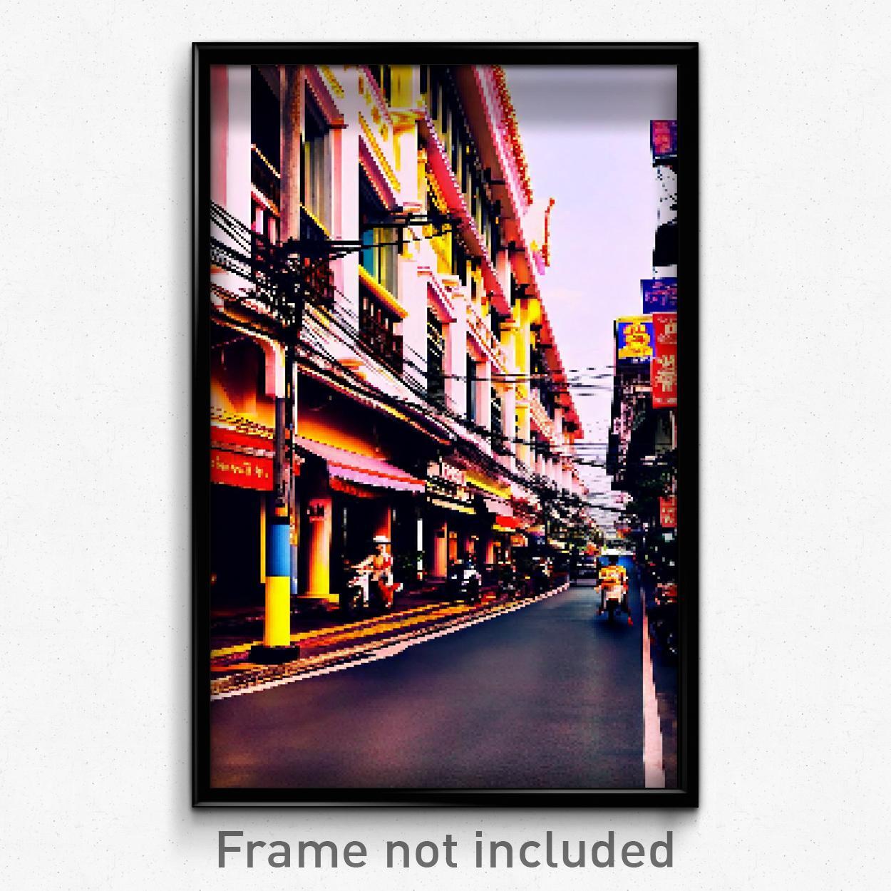 8 Bit Pixel Art Poster of Psychedelic Thai City Trippy Video Game Print