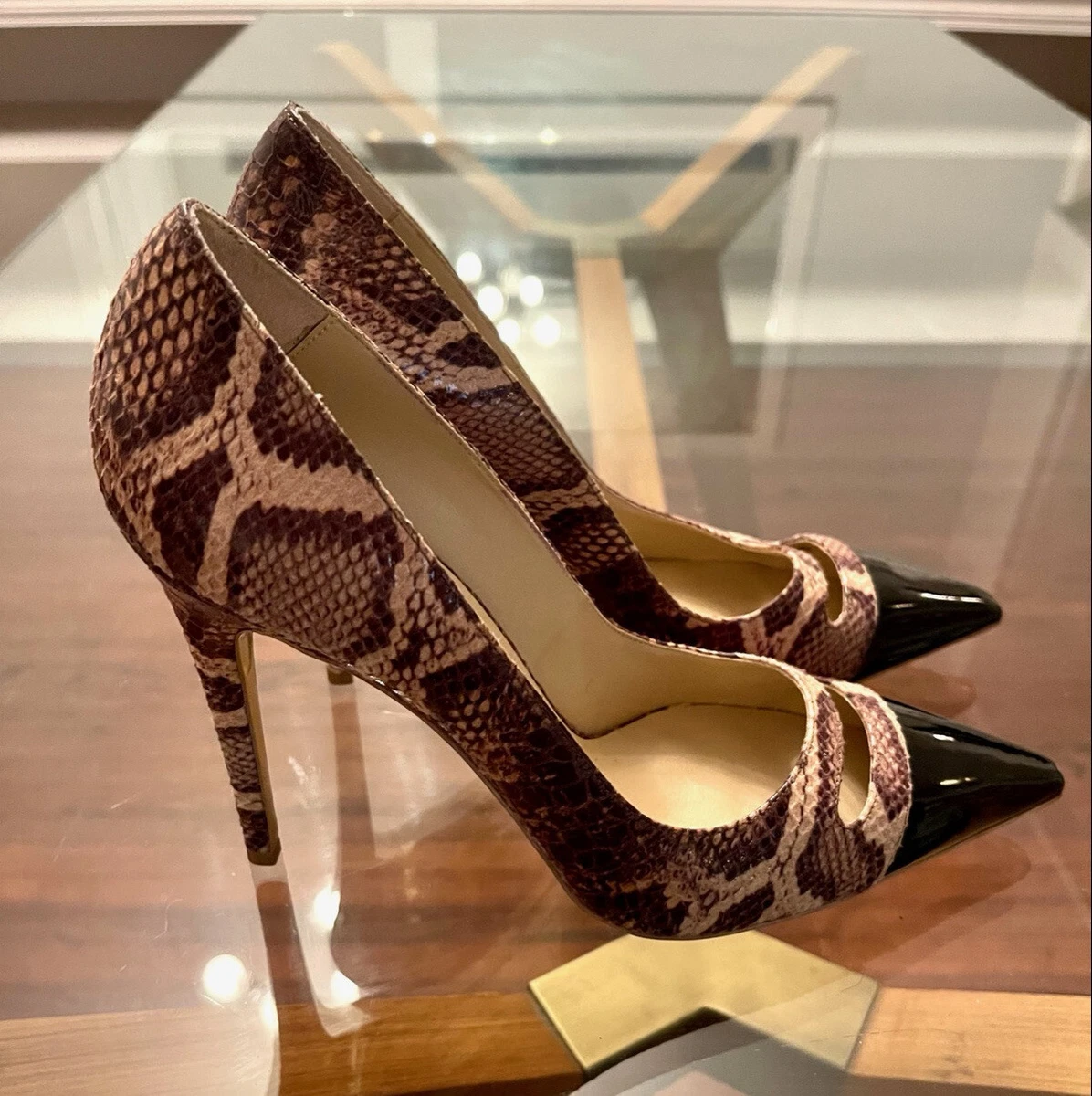 Stella Mccartney Beige Black Snakeskin Pumps 41