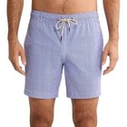 Fair Harbor Bayberry Swim Trunk Men L Blue Striped Seersucker Lined Stretch 6in