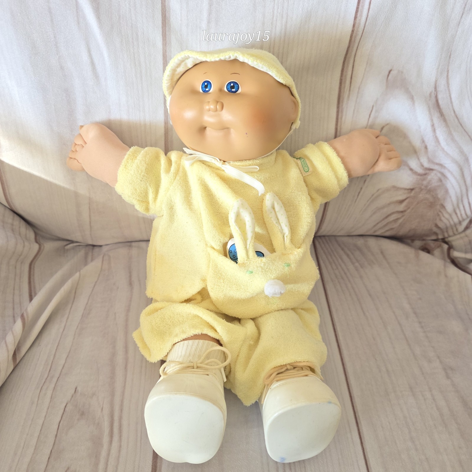 Cabbage Patch Kids Preemie Doll Bald Blue Eyes Yellow Bunny 