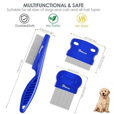 3 Pack Pet Hair Comb Stainless Steel Flea Lice Combs Dog Cat Grooming Kit NEW