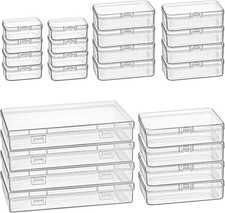 24-Pack Mixed Size Clear Plastic Storage Boxes with Hinged Lids for Crafts