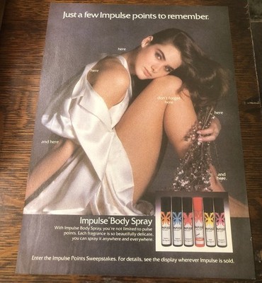 1986 IMPULSE BODY SPRAY - Vintage Magazine Ad