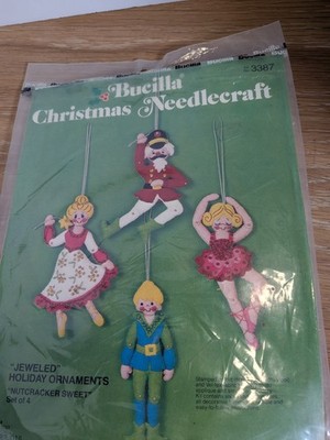 Bucilla ''Nutcracker Sweet'' Jeweled Christmas Ornaments Felt Applique Kit 3387