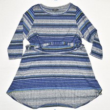 Lane Bryant Women Fit & Flare Dress Striped Polyester Blue Crew Neck Size 18/20