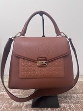 Carolina Herrera CH Small Satchel Brow  Leather Top  Handle Bag With Strap