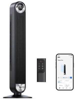 Dreo 25 dB Smart Tower Fan, schwarz, 106 cm, WLAN, Alexa-kompatibel