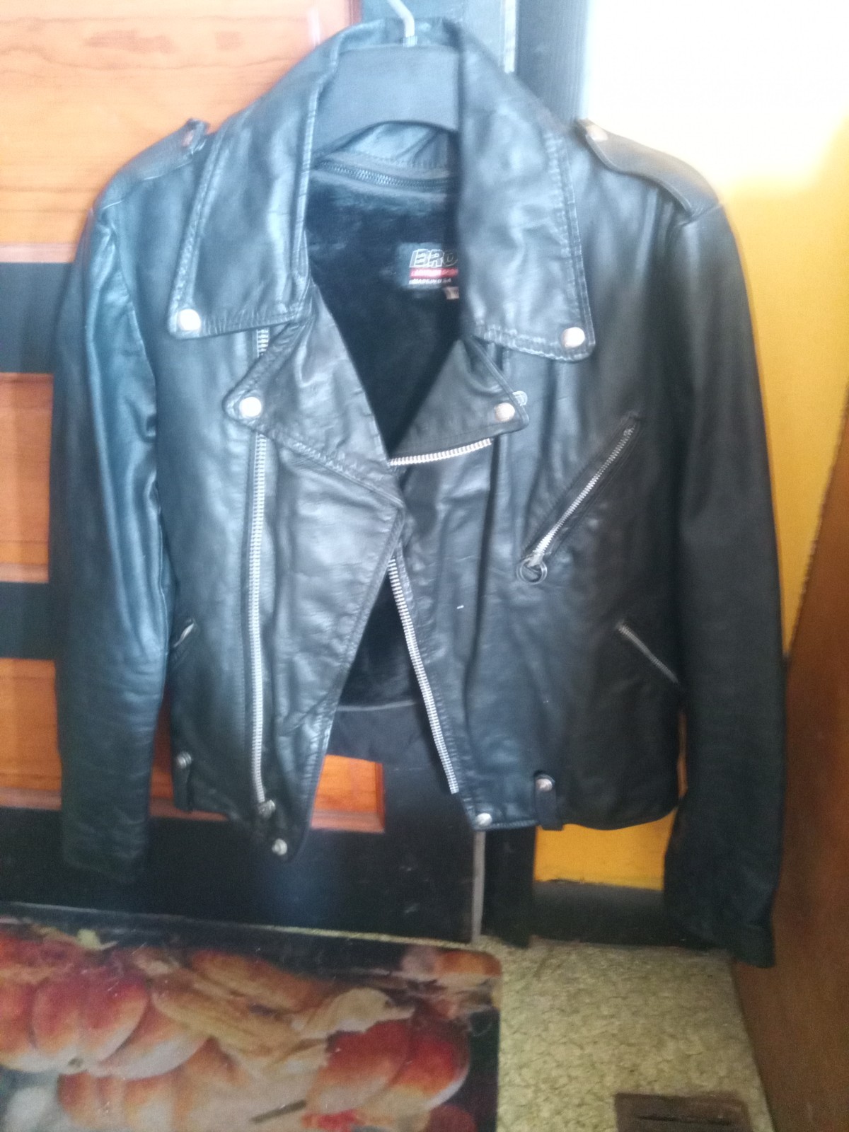 Vintage BROOKS Black Leather Biker Jacket Motor Cycle Riding Made In USA Sz: 40