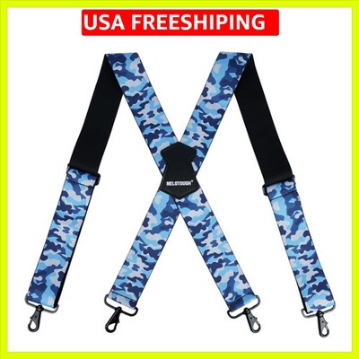Men's Suspender 1.5/2 Inch Wide Suspenders Full Elastic X Back Suspender with...