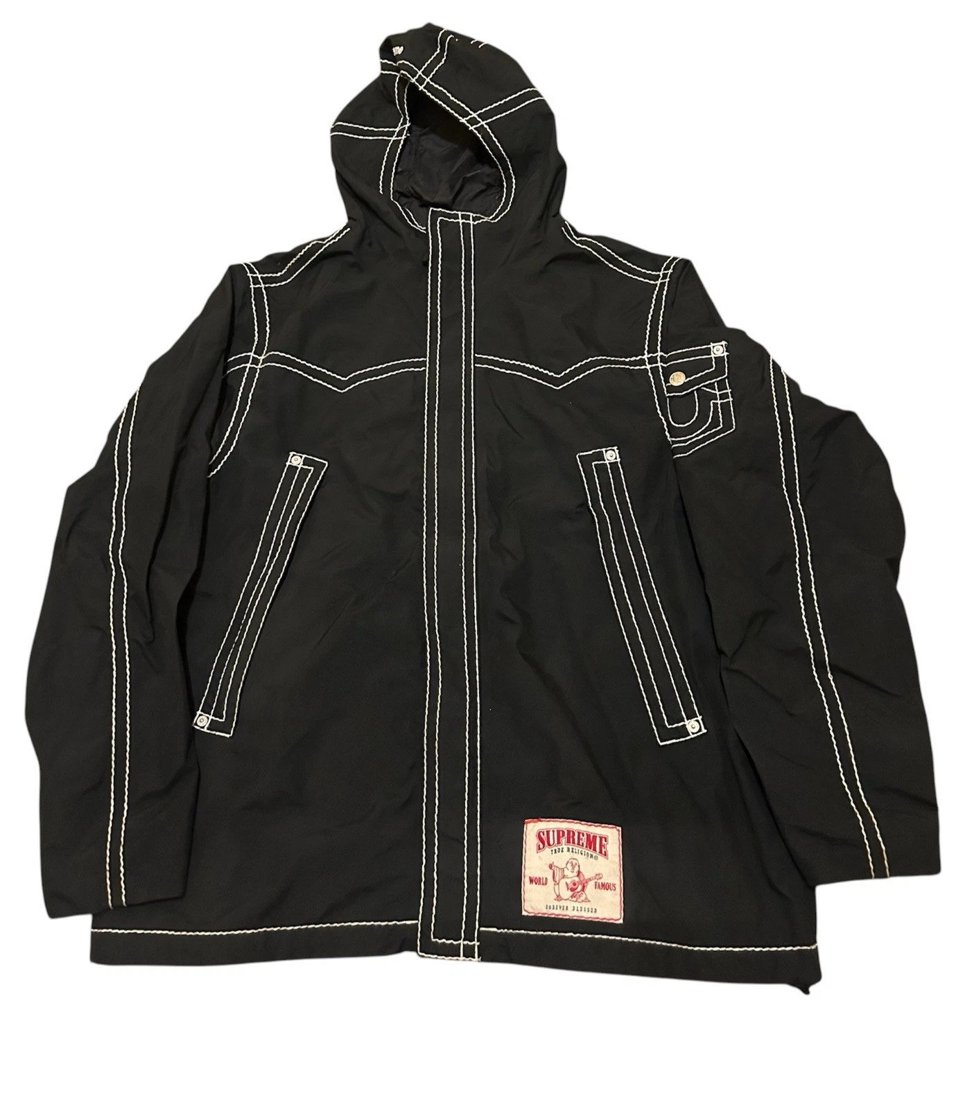 Veste coupe vent Supreme X True Religion noir/blanc FW22 rare Gore Tex XL