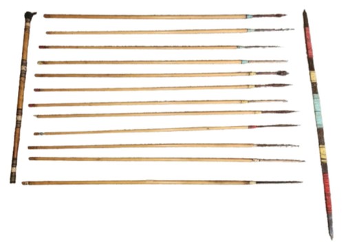 Vintage Dayak Borneo Blowgun Bow & 13 Hardwood Spear Darts Tribal Set