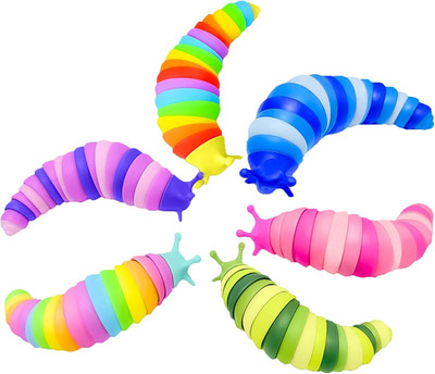 Kabvy 6 Pack Sensory Slug Fidget Toys, Stress Relief Toys for Kids 3+ | Slug Cat