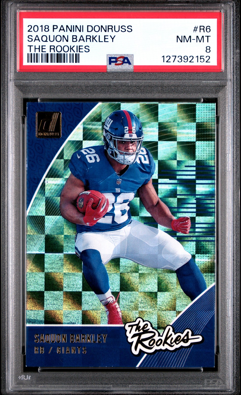 2018 PANINI DONRUSS THE ROOKIES #R6 SAQUON BARKLEY PSA 8