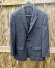 Lauren Ralph Lauren 42R Navy  Gray Micro-Check Herringbone Sport Coat Preppy