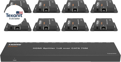 4K 1X8 HDMI Extender Splitter 70M/230Ft HDMI over Ethernet Splitter POC Satellit