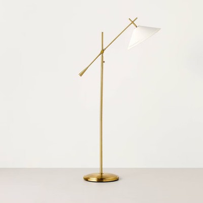Sour Cream/Brass Hinge Floor Lamp - Hearth & Hand with Magnolia